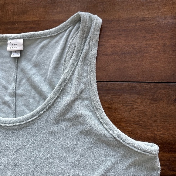 A New Day Green Racerback Terry Dress Tank Sleeveless Beach Coverup Swim L - Picture 3 of 10